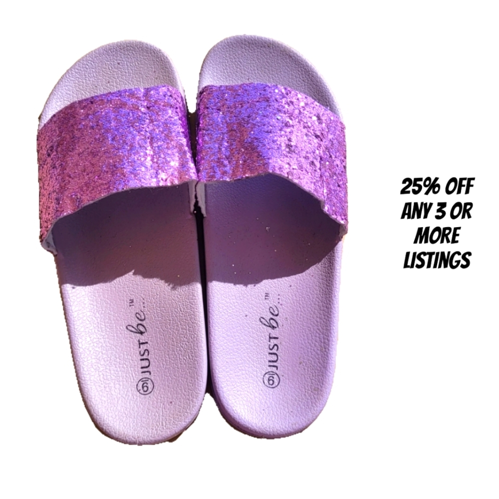 Size 9 Just Be Purple Glitter Everyday Comfort Sparkle Shine Sandal Shoe Slides